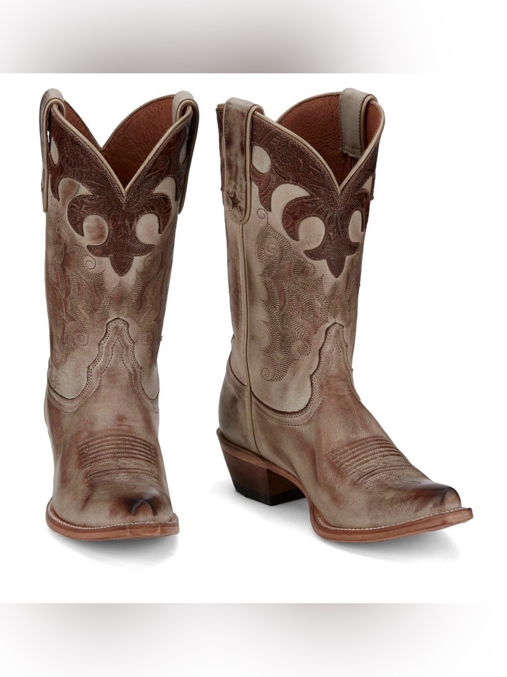 Tony Lama Lomita 10” Dusty White (Tan) Western Boot Size 9 B